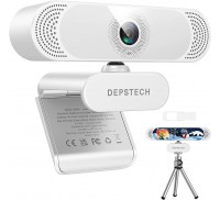 4K Webcam, DEPSTECH DW49 Sony Sensor Autofocus Webcam with Microphone, Privacy Cover and Tripod, Plug and Play USB Computer Web Camera for Pro Streaming/Online Teaching/Video Calling/Zoom/Skype -White