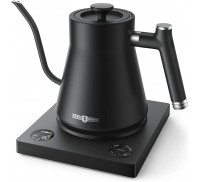 Gooseneck Electric Pour-Over Kettle, Temperature Variable Kettle for Coffee Tea Brewing, 1L Stainless Steel Kettle, Temperature Holding, Built-in Stopwatch,Button Control,Quick Heating,Black