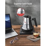 Gooseneck Electric Pour-Over Kettle, Temperature Variable Kettle for Coffee Tea Brewing, 1L Stainless Steel Kettle, Temperature Holding, Built-in Stopwatch,Button Control,Quick Heating,Black